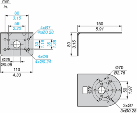 Metal L-Shaped Mounting Bracket for Harmony XVC Tower Light, 0.38 kg