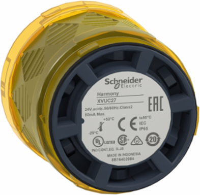 Modular Tower Light, 60mm, Yellow LED, Steady Light, IP65, 24V AC/DC