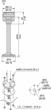 Modular Tower Light Mounting Kit, 400mm Pole, 60mm Diameter, IP65