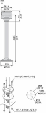 Harmony XVU Fixing Plate with 800mm Pole, IP65, 60mm Diameter