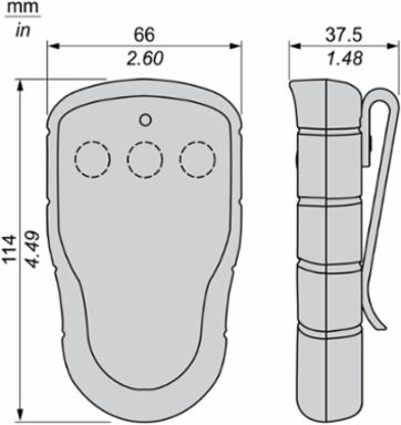 Harmony Pocket Remote Control, 3 Push Buttons, IP67, 66 mm Width