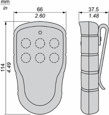 Harmony Pocket Remote Control, 6 Push Buttons, IP67, 50m Range