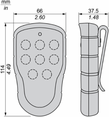 Harmony Pocket Remote Control, 8 Push Buttons, IP67, 50m Range