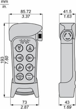 Harmony eXLhoist Remote Control, 50m Range, IP65, 6 Push Buttons, 2 Aux Buttons