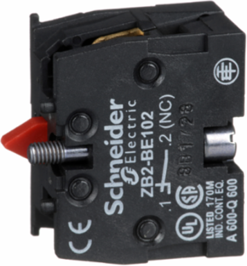 Harmony XAC Contact Block, Single NC, Spring Return, Front Mounting, 10 A, 600 V