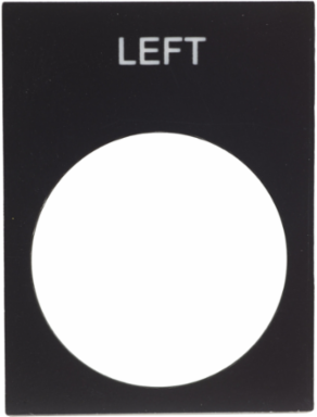 Marked legend, Harmony XAC, nameplate, 30 x 40mm, plastic, black, 22mm push button, white marked LEFT