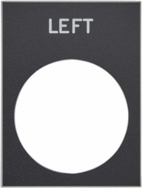 Marked legend, Harmony XAC, nameplate, 30 x 40mm, plastic, black, 22mm push button, white marked LEFT