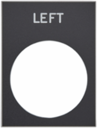 Marked legend, Harmony XAC, nameplate, 30 x 40mm, plastic, black, 22mm push button, white marked LEFT