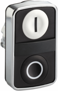 Harmony XB4 Double Head Push Button, 22mm, Metal, IP67, 1 White & 1 Black