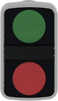 Harmony XB4 Double Head Push Button, 22mm, IP66, Metal, 1 Green & 1 Red
