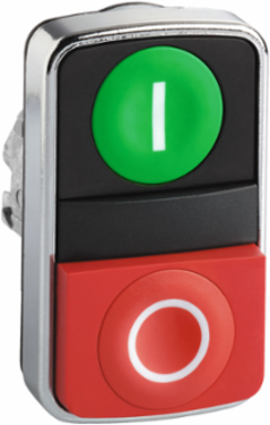Harmony XB4 Double Head Push Button, 22mm, IP66, Metal, 1 Green & 1 Red