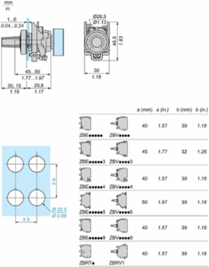 Harmony XB4 Potentiometer Head, 22mm, Metal, for 6mm Shaft, IP66