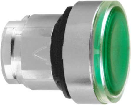 Harmony XB4 Illuminated Push Button Head, 22mm, Green Flush, IP66