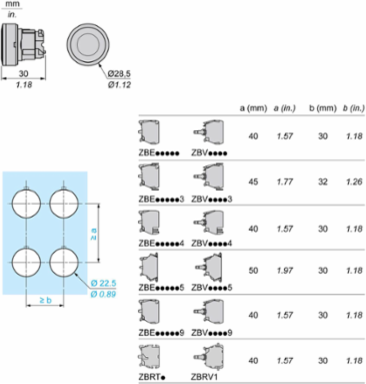 Harmony XB4 Red Flush Push Button Head, 22mm, IP66, Universal LED