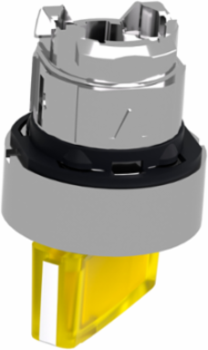 Head for illuminated selector switch, Harmony XB4, metal, yellow handle, 22mm, universal LED, 2 positions, stay put