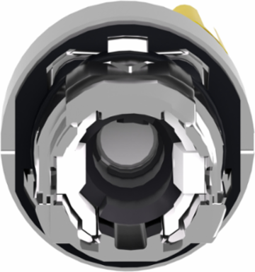 Head for illuminated selector switch, Harmony XB4, metal, yellow handle, 22mm, universal LED, 2 positions, stay put