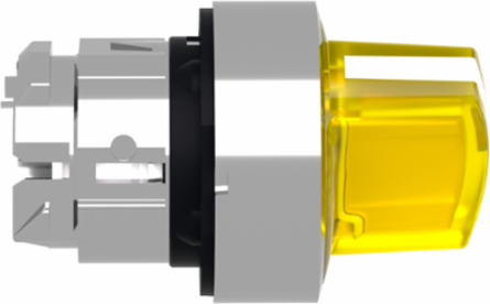 Head for illuminated selector switch, Harmony XB4, metal, yellow handle, 22mm, universal LED, 2 positions, stay put
