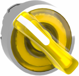 Head for illuminated selector switch, Harmony XB4, metal, yellow handle, 22mm, universal LED, 2 positions, stay put