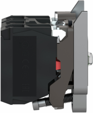 Light block with body fixing collar, Harmony XB4, metal, red, integral LED, 24V AC DC, 1NO+1NC