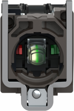 Light block with body fixing collar, Harmony XB4, metal, red, integral LED, 24V AC DC, 1NO+1NC
