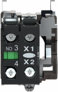 Light block with body fixing collar, Harmony XB4, metal, orange, integral LED, 24V AC DC, 1NO