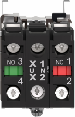 Harmony XB4 Complete Body Contact Assembly with Universal LED, 1NO + 1NC, 230...240V AC