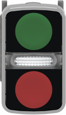 Harmony XB4 Double-Headed Push Button, 22mm, IP66, 1 Green & 1 Red