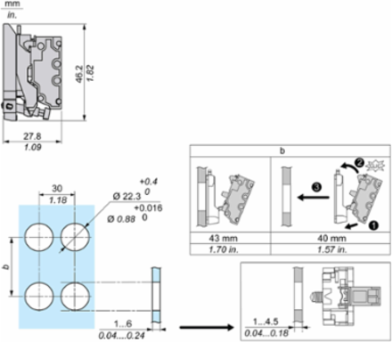 Harmony XB4 Single Contact Block, 2NO, Metal, 22mm, 62g