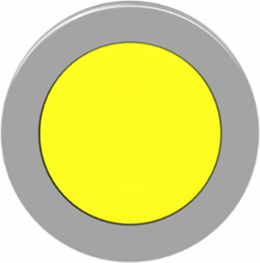 Harmony XB4 Flush Mount Push Button Head, 30 mm, Metal, Yellow, Spring Return