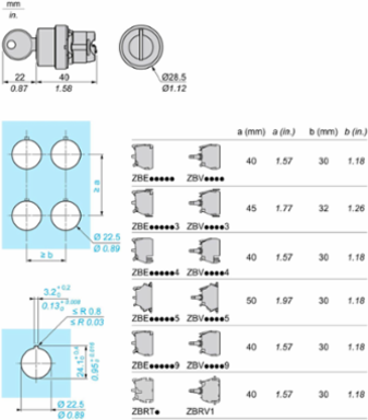 Harmony XB5 Key Switch Selector Head, 22mm, Key Dom 4A185, IP66