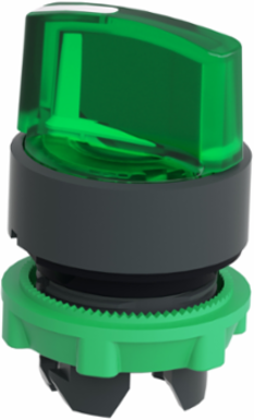 Harmony XB5 Illuminated Selector Switch Head, 22mm, Green Handle, IP69K