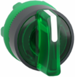 Illuminated Selector Switch Head, 22mm, 3 Positions, Dark Grey Plastic
