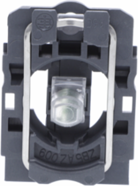 Light block with body fixing collar, Harmony XB5, plastic, green, integral LED, 110…120V AC