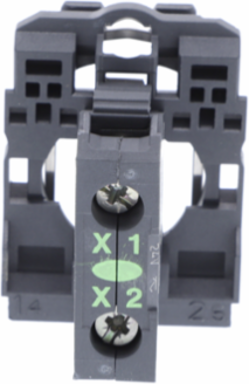 Light block with body fixing collar, Harmony XB5, plastic, green, integral LED, 110…120V AC
