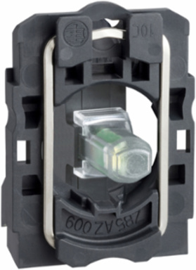 Light block with body fixing collar, Harmony XB5, plastic, green, integral LED, 110…120V AC