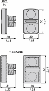 Harmony XB5 Illuminated Double Headed Push Button, 22mm, IP66/IP67/IP69K