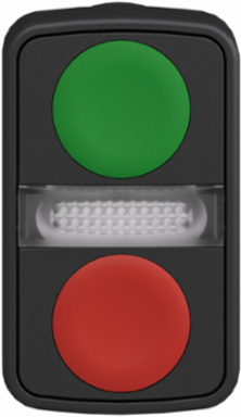 Harmony XB5 22mm Illuminated Double Head Push Button, IP66, 1 Green & 1 Red Flush