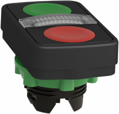 Harmony XB5 22mm Illuminated Double Head Push Button, IP66, 1 Green & 1 Red Flush