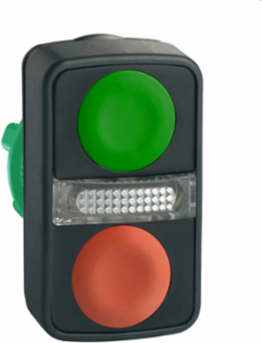 Harmony XB5 22mm Illuminated Double Head Push Button, IP66, 1 Green & 1 Red Flush