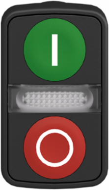 Illuminated Double Headed Push Button, 22mm, IP66, 1 Green I + 1 Red O
