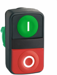 Harmony XB5 Illuminated Push Button Head, 22mm, IP66, 1 Green Flush & 1 Red Projecting