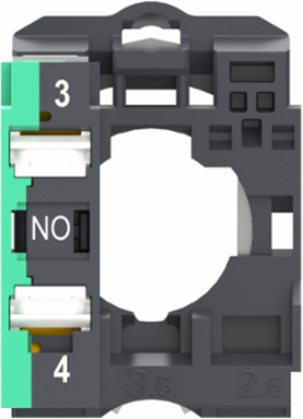 Single contact block with body fixing collar, Harmony XB5, plastic, 1 NO, compact push in terminals, pack of 100