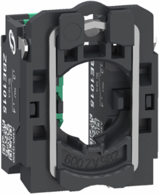 Single contact block with body fixing collar, Harmony XB5, plastic, 2 NO, compact push in terminals, pack of 100