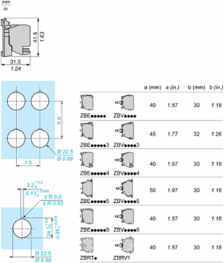 Harmony XB5 22mm Pushbutton Single Contact Block 2 NC