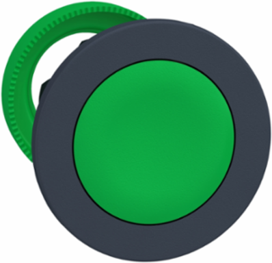 Flush mounted push button head, Harmony XB5, plastic, green, 30mm, spring return, unmarked