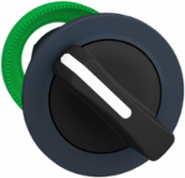 Flush mounted selector switch head, Harmony XB5, plastic, black, 30mm, 2 positions, stay put