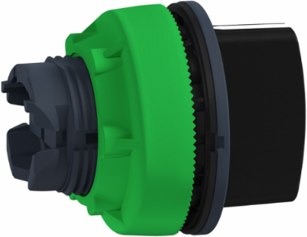 Head for selector switch, Harmony XB5, flush mounted selector switch head, plastic, black, 30mm, 3 positions, spring return to center