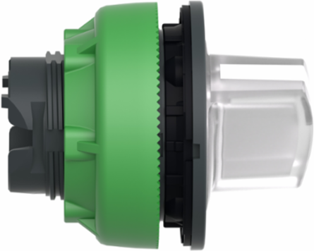 Head for illuminated selector switch, Harmony XB5, plastic, white handle, universal LED, 2 positions, stay put