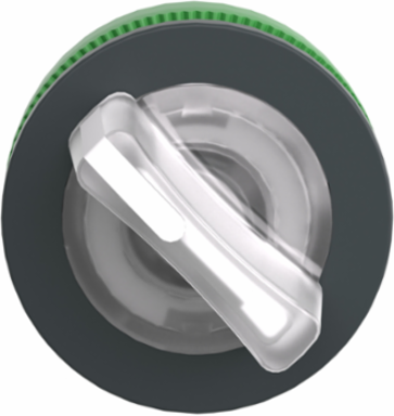 Head for illuminated selector switch, Harmony XB5, plastic, white handle, universal LED, 2 positions, stay put