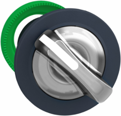 Head for illuminated selector switch, Harmony XB5, plastic, white handle, universal LED, 2 positions, stay put